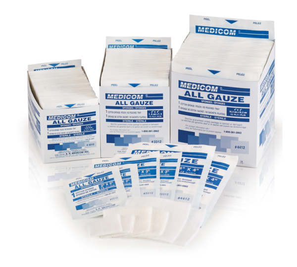 Medique Gauze Pad, Sterile, 12 Ply Cotton, PK25, Ghana