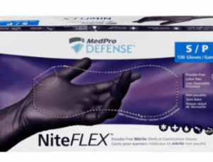 MedPro Defense NiteFlex Nitrile Exam Glove, Black - P/F, N/S - 100/Box